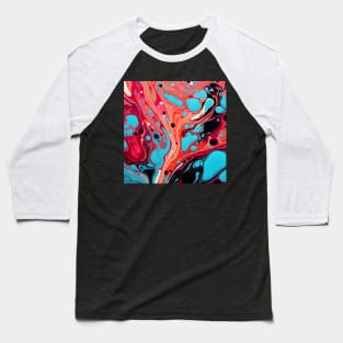 Vivid Vermilion and Turquoise Abstract Baseball T-Shirt